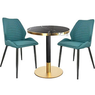Bộ bàn ghế tiếp khách đá phiến tròn 60 cm 2 ghế có nệm nhập khẩu SL TE1543-06EC / ECO 21A-P Nội thất Capta
