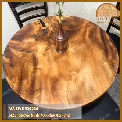 Mặt Bàn Tròn Gỗ Me Tây KOHAFU - Đường kính 70cm - Hàng Sẵn Thực Tế Y Hình 