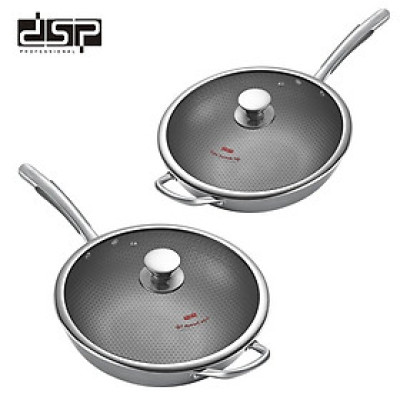 Chảo chống dính lòng sâu inox 304 cao cấp DSP CS004-W32 và CS004-W34 chất liệu Inox 304, công nghê chống dính khoan trắc bề mặt cao cấp- Hàng chính hãng