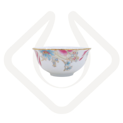 Bát mắm sứ Long Phương miệng loe họa tiết bông lâu hồng mạ viền vàng cao cấp