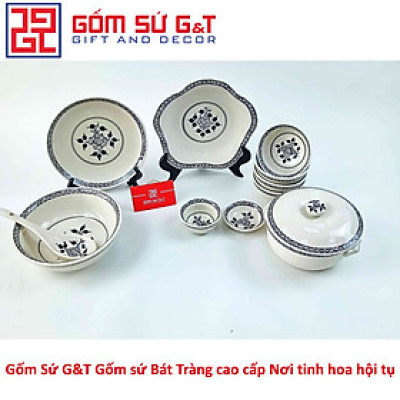 Bộ đồ ăn 4 người vẽ hoa móc Gốm Sứ G&T