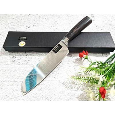 DAO - DAO BẾP NHẬT BẢN SANTOKU THÉP DAMASCUS MÃ A4 DT116 nt topcomshop vn