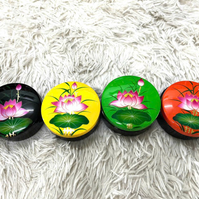 Hộp phấn tròn sơn mài cao cấp Thanh Bình Lê size 10x5 cm đựng đồ vật nhỏ, bánh kẹo mứt, trang trí