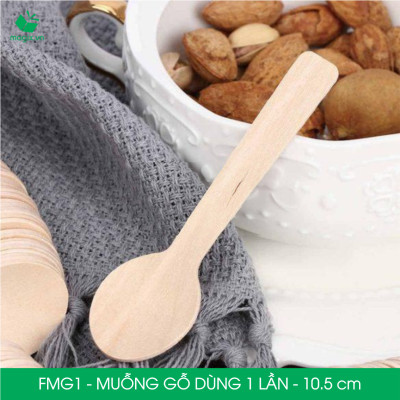FMG1 - Combo 200 Muỗng gỗ ngắn 10.5 cm dùng 1 lần - Thìa gỗ ngắn dùng 1 lần tiện lợi thân thiện môi trường