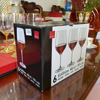 Bộ 6 Ly Vang Pha Lê Mạ Vàng 24K - 450ml