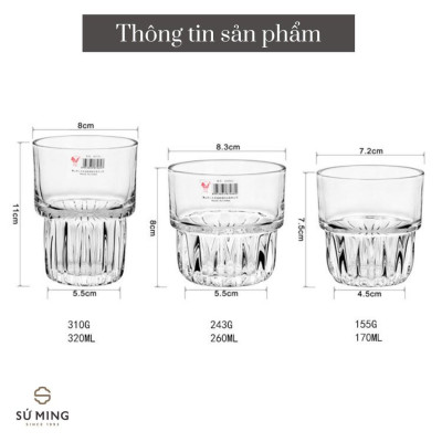 Cốc Ly Thuỷ Tinh , Thuỷ Tinh Dày Dặn Cao Cấp, Phong Cách Độc Đáo