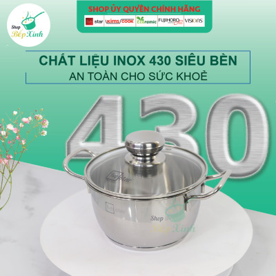 Bộ nồi inox và chảo chống dính cao cấp Fivestar 4 món 3 đáy từ , nắp kính ( tặng 1 vá canh)