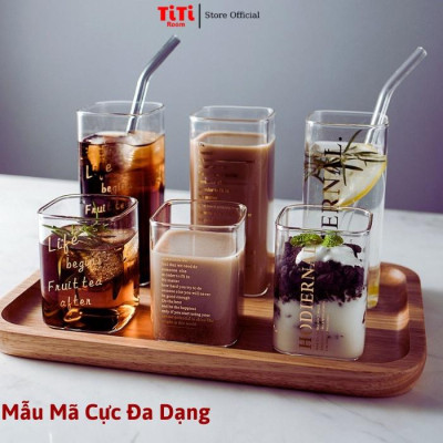 Ly thủy tinh Cốc thủy tinh vuông uống nước cà phê cao cấp dễ thương Ly cocktail cute uống trà sinh tố decor đẹp TiTiRoom
