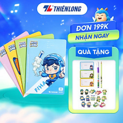 Tập học sinh 48 trang 4 ô ly vuông 2.5mm 100gsm Thiên Long - Akooland thế giới học cụ thần kỳ - Mẫu ngẫu nhiên