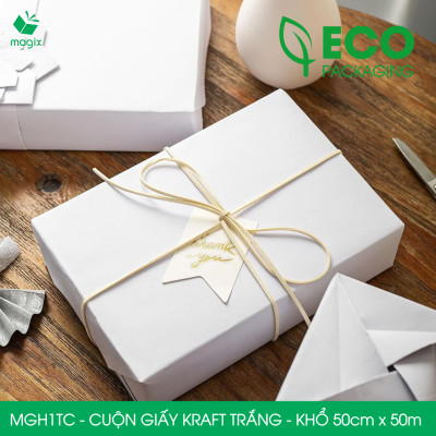 MGH1TC - 50cm x 50m - Cuộn giấy Kraft Trắng gói hàng, giấy gói quà, giấy lót | Magix Packaging