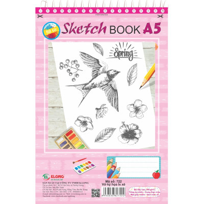Sổ vẽ KLONG ký họa lò xo xé 50 tờ A5 Sketch; MS: 722