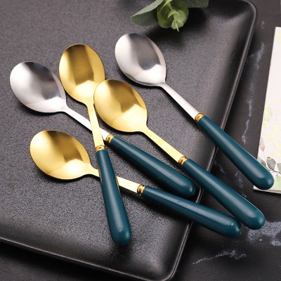 Hộp 5 muỗng vân đá inox sang trọng , muỗng ăn decor trang trí bàn ăn