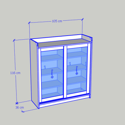 [Happy Home Furniture] RUNI, Tủ đựng đồ - 2 cánh cửa kính,  105cm x 37cm x 116cm ( DxRxC), TCL_001