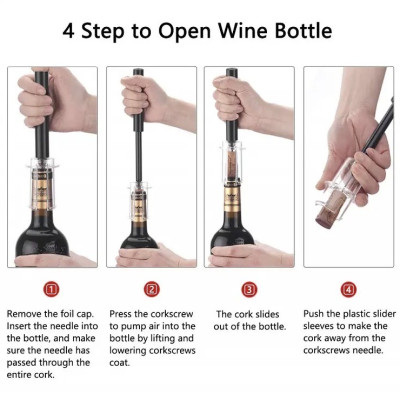 Mở rượu vang bằng khí nén (Cán cầm bằng nhựa dập vân giả da) SUNWAY