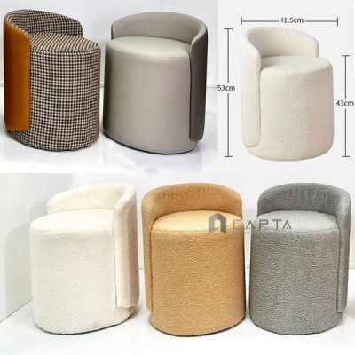 Ghế đôn trang điểm bọc pu CS0927-1P Nội thất Capta Ghế cafe nệm PU mềm màu Xám hoặc Caro chân xoay cao cấp