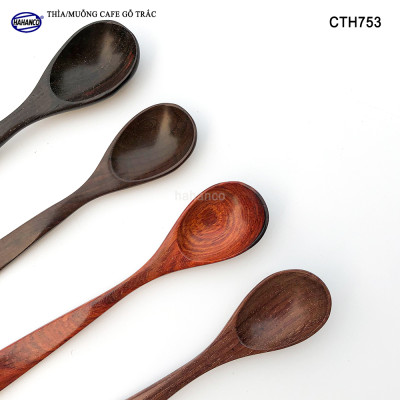 Thìa Cà Phê, muỗng pha trà, gỗ Trắc/Cẩm (HAHANCO) Chuôi uốn lượn sóng/Độc đáo - CTH753