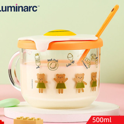 Chén ăn dặm cho bé có nắp đậy Luminarc Girl Bear/ Luminarc Boy Bear 500ml - Q3480/ Q3481
