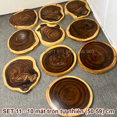 Bàn Trà Kiểu Thấp Gỗ Me Tây Nguyên Tấm KOHAFU - Đường Kính (50-60)cm