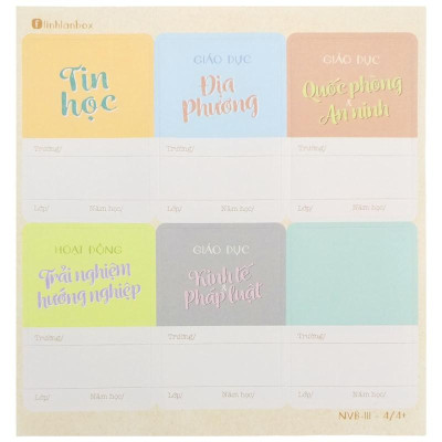 Bộ 28 Nhãn Vở B Cấp III - Linh Lan