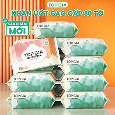 Khăn ướt cao cấp Topgia 80 tờ 15x20cm mềm mại, không mùi không parabens