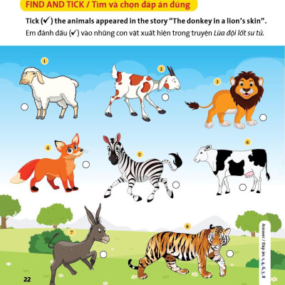 Truyện tranh ngụ ngôn dành cho thiếu nhi ( Song ngữ Anh- việt ) Lừa đội lốt sư tử ( The donkey in a lion