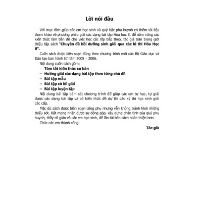 Sách - Chuyên Đề Bồi Dưỡng Học Sinh Giỏi Qua Các Kì Thi Hóa Học Lớp 8 - Khang Việt Book