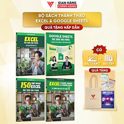 Combo 4 Sách Excel - Google Sheet - 150 TT - Power Query ĐÀO TẠO TIN HỌC Ứng Dụng Văn Phòng Kèm Video Khóa Học