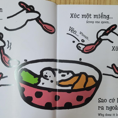 Sách Ehon Miu Miu Tự Lập Phần 1 Song Ngữ - Xúc Cơm Ăn