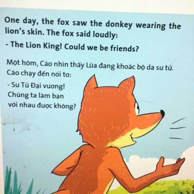 Truyện tranh ngụ ngôn dành cho thiếu nhi ( Song ngữ Anh- việt ) Lừa đội lốt sư tử ( The donkey in a lion