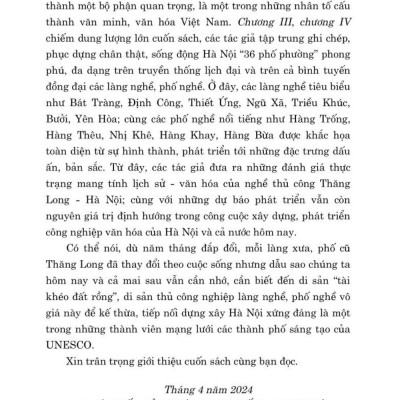 Làng nghề phố nghề Thăng Long Hà Nội ( bản in 2024)