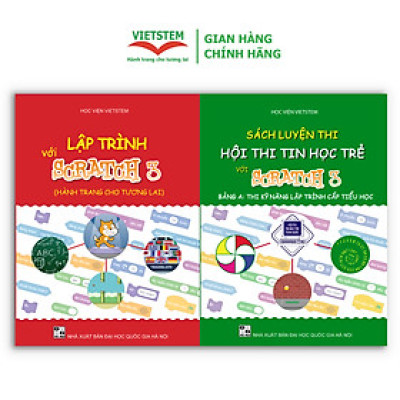 Combo 2 sách Luyện thi hội thi tin học trẻ với Scratch 3 cấp Tiểu học