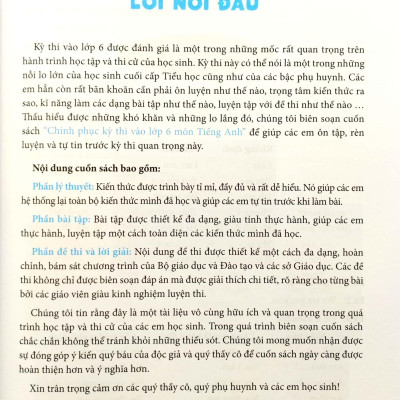 Chinh Phục Kỳ Thi Môn Tiếng Anh Vào Lớp 6 (Có Đáp Án Và Giải Thích Chi Tiết)