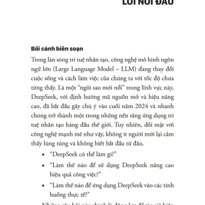 Sách - Deepseek Ứng Dụng - Làm Chủ AI Mã Nguồn Mở, Từ Cơ Bản Đến Thực Chiến