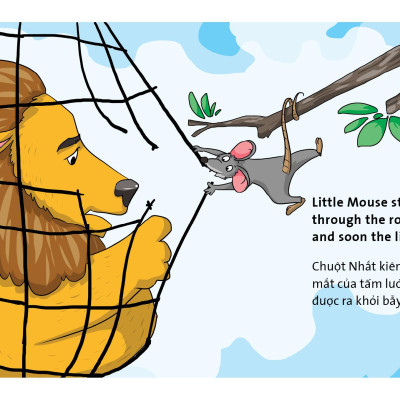 Combo Truyện tranh ngụ ngôn dành cho thiếu nhi song ngữ Anh - Việt ( Bộ 4 cuốn bộ lông mượn + sư tử và chuột nhắt+ cò và cáo + chuột , gà trống và mèo