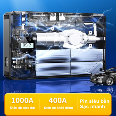 Bộ kích bình ắc quy kiêm bơm lốp và sạc dự phòng dung lượng 10400mAh dùng cho ô tô thương hiệu Mỹ cao cấp Goodyear GY-5282 - Hàng Nhập Khẩu