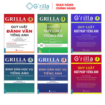 Sách - Combo 6 Bình dân học vụ tiếng Anh, Học đánh vần và Ngữ pháp theo quy luật 1 & 2 GRILLA