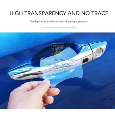 Bộ ốp tay nắm cửa xe Hyundai Tucson vân Carbon - Tặng miếng dán trong suốt chống xước hõm cửa