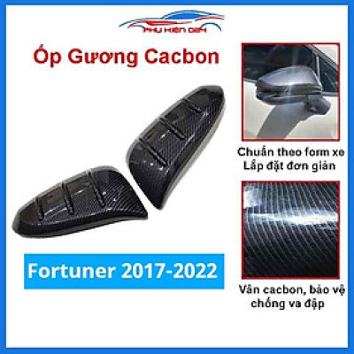 Ốp gương Fortuner 2017-2018-2019-2020-2021-2022 vân Cacbon bảo vệ chống trầy trang trí làm đẹp xe