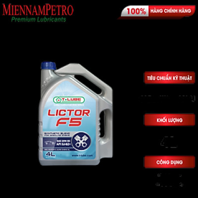 Dầu Nhớt MiennamPetro Lictor F5 20W-50 API SJ 4L Tăng Cường Bôi Trơn Bảo Vệ Động Cơ Xe Ô Tô, Xe Khách Chống Ăn Mòn