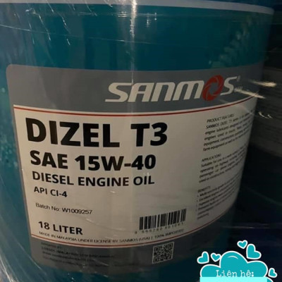 DẦU ĐỘNG CƠ SANMOS DIZEL T3 SAE 15W - 40 API CI4