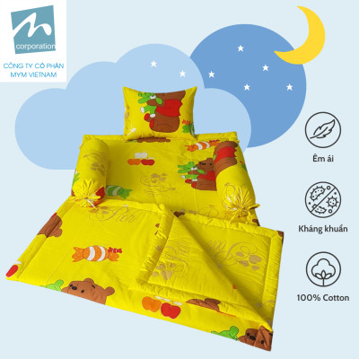 Bộ chăn gối nệm cho bé MYM chất liệu vải Cotton mềm mại, thấm hút