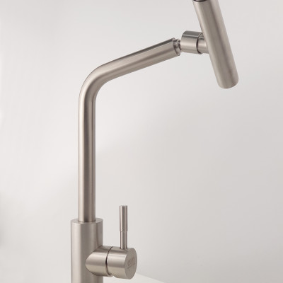 Vòi rửa chén nóng lạnh Inox SUS 304 nguyên khối đầu vòi xoay 360 độ Eurolife EL-T031 (Trắng vàng)