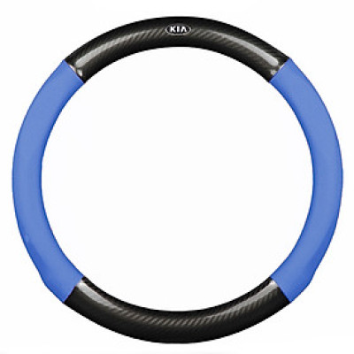 Bọc vô lăng TTAUTO cho xe ô tô chất liệu da vân carbon cao cấp có logo KIA (Đen Xanh)