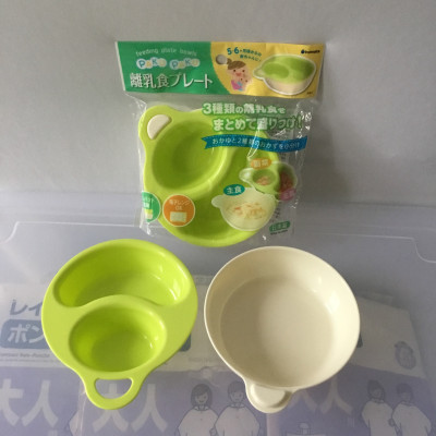 Combo 2 chén ăn dặm và bộ thìa nĩa inomata nhập khẩu Nhật Bản