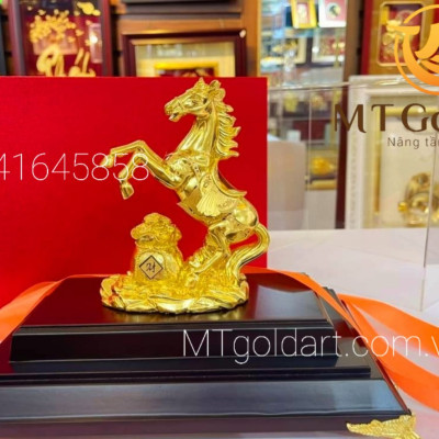 Tượng ngựa dát vàng 24k(22x17x14cm) MT Gold Art- Hàng chính hãng, trang trí nhà cửa, phòng làm việc, quà tặng sếp, đối tác, khách hàng, tân gia, khai trương