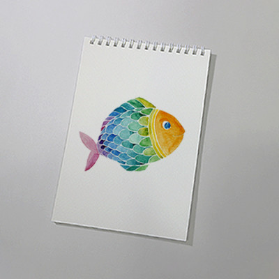 Sổ vẽ chuyên dụng A5 dòng cao cấp có vân, giấy rất dày vẽ chì và màu nước, giấy màu vàng kem lên màu rất tự nhiên, 15 tờ/cuốn 260gsm MOC08 Green Art - Hàng chính hãng