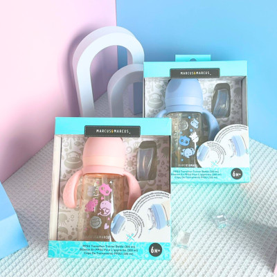 Bình Tập Uống Chuyển Tiếp PPSU  Marcus & Marcus 300ml Cho Bé Từ 6 Tháng – Xanh, Hồng