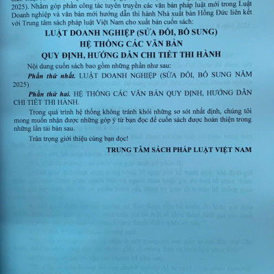 Luật doanh nghiệp (sửa đổi, bổ sung) hệ thống các văn bản quy định, hướng dẫn chi tiết thi hành