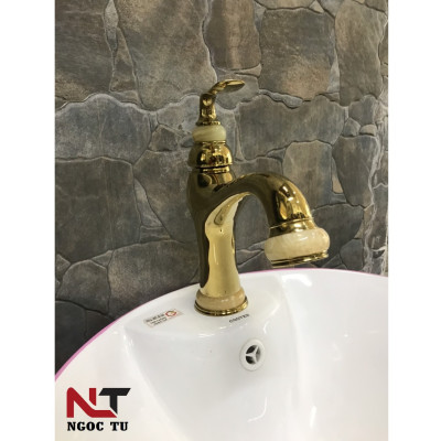 Vòi rửa mặt thân thấp mạ vàng GB8766B, sang trọng, quý phái, đẳng cấp quý tộc