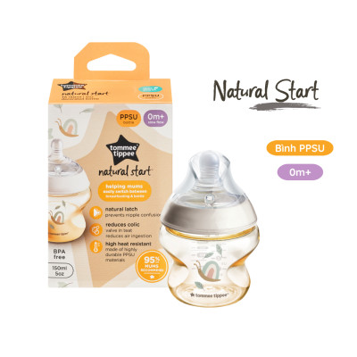 COMBO 2 Bình Sữa Ty Siêu Mềm Tự Nhiên Tommee Tippee Nature Start PP & PPSU 150ml, Họa Tiết